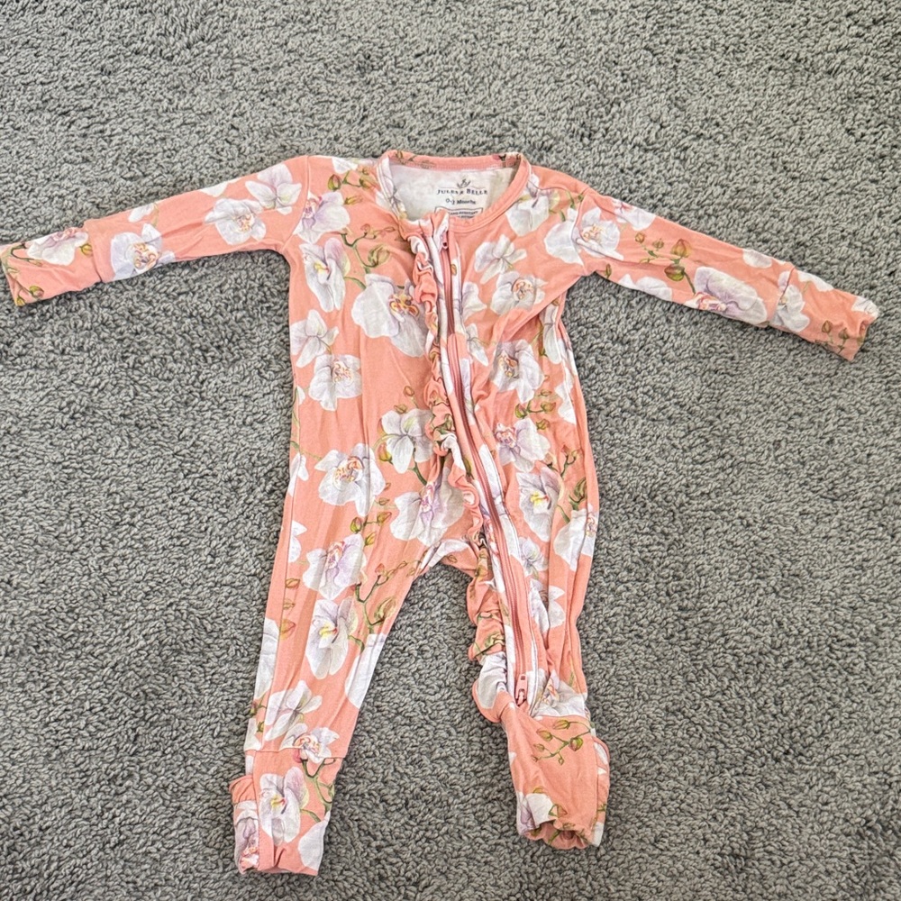 Posh Peanut Floral Peach Kids Footie